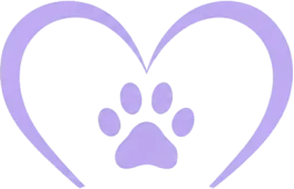 Purple heart with paw print inside.