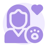 Person with heart and paw icon.